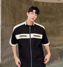 Top a maniche corte decorativi con cerniera design nicchia moda estate per uomo