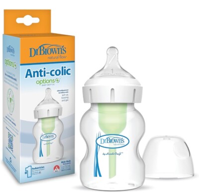 Dr. Brown's Natural Flow Anti-Colic Options+ Wide-Neck Baby Bottle 0m+ - 5oz