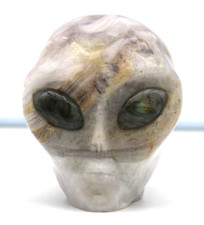 XL Wonderful FLUORITE Crystal ALIEN Head with LABRADORITE  Gem Stone Eyes