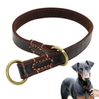 Genuine Leather Slip Choke Dog Collar Dog Training Choker for Doberman Labrador