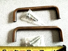 2 EACH 4" CC  WIRE CABINET PULLS BRASS BASE ANTIQUE BRONZE FINISH W/FASTENERS