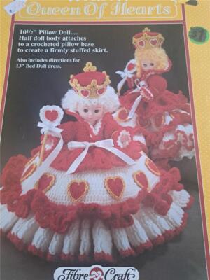 FIBRE CRAFT CROCHET PATTERN BOOKLET 10 1/2'' BED DOLL THE QUEEN OF HEARTS