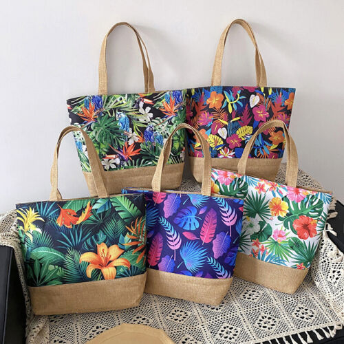 Women Floral Print Large Capacity Handbag Beach Shopping Shoulder Bags Tote Bag - Picture 1 of 35