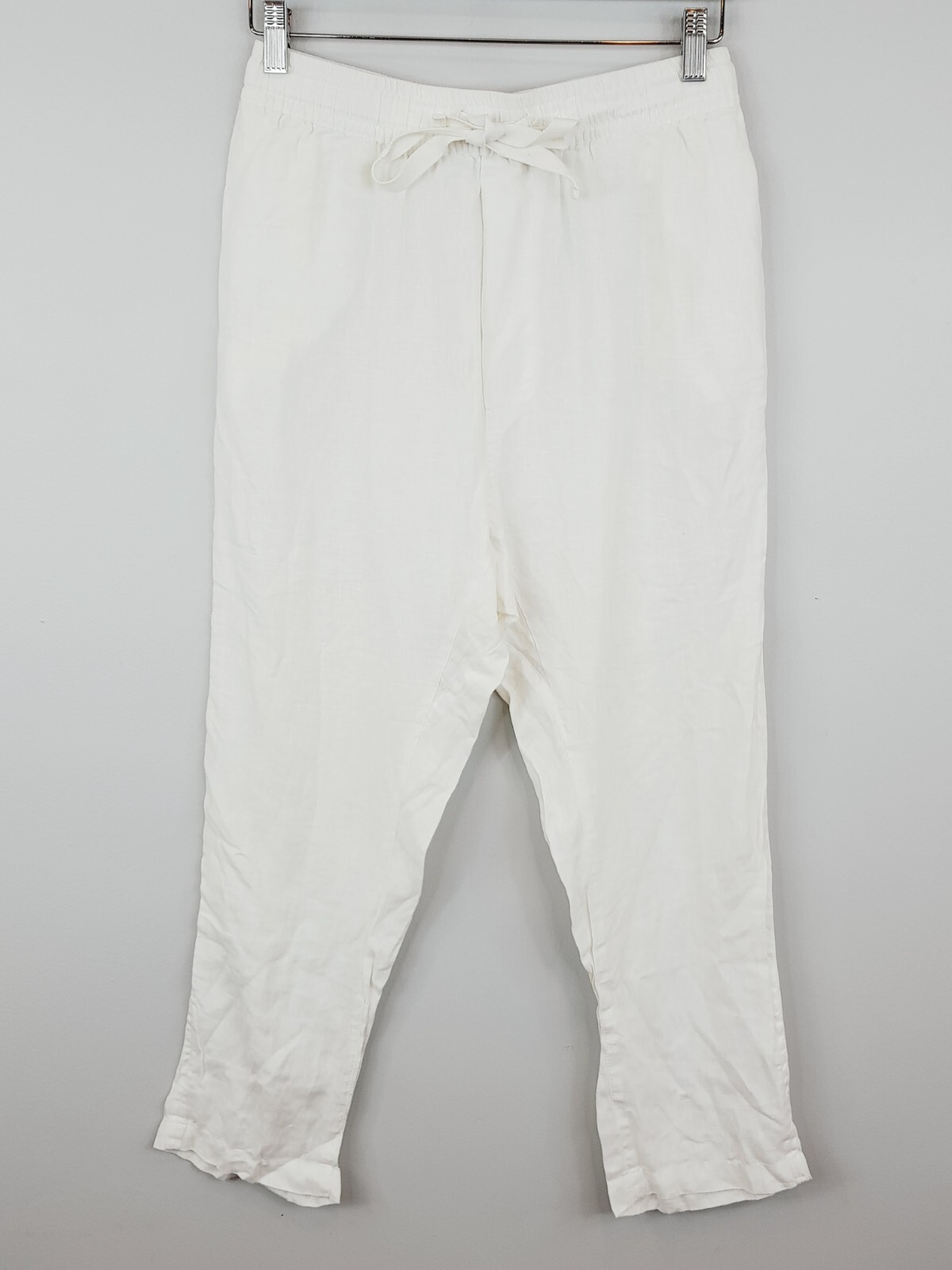 Women's Size 8 White Linen Relaxed Casual Pants by Assembly Label  