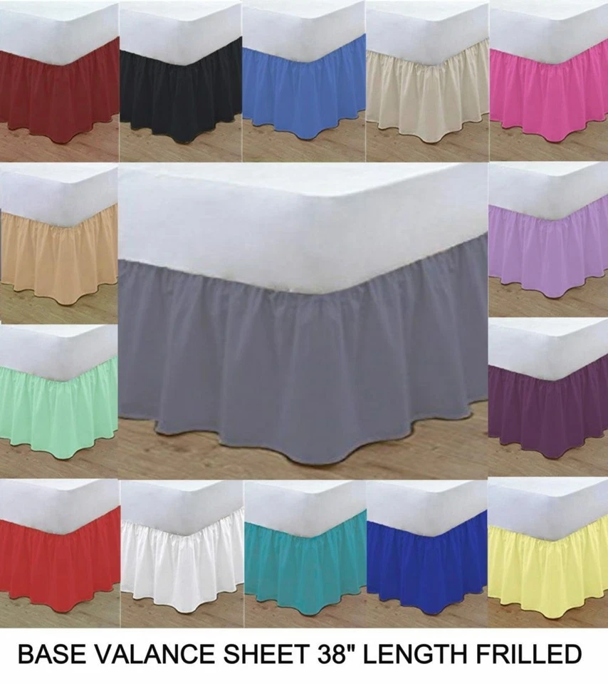 Poly Cotton Base Valance Frilled Plain Bed Sheets Bed Linen All Sizes