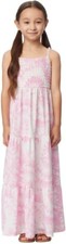 32 Degrees Cool Youth Girl's Smocked Maxi Dress Pink Tie Dye, Small