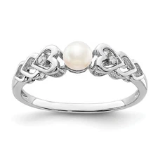 Silver  FW Cultured Pearl & Diam. Ring QBR23JUN