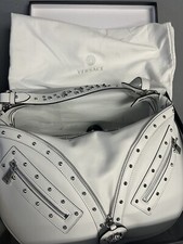 BORSA VERSACE, BORSA A TRACOLLA BIANCA CON BORCHIE
