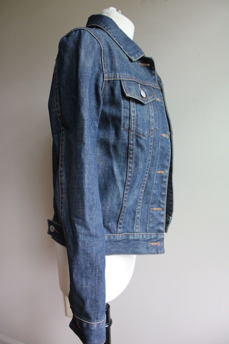 Vtg 90s J. Crew XS Denim Blue Jean Jacket Button Front 100