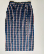 Signature by Jerell Button up Striped Denim Long Jean Skirt Made In USA