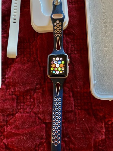 Apple Watch Sport 7000 Series 38mm Silver Aluminum Case White Band  Pre-Owned | eBay
