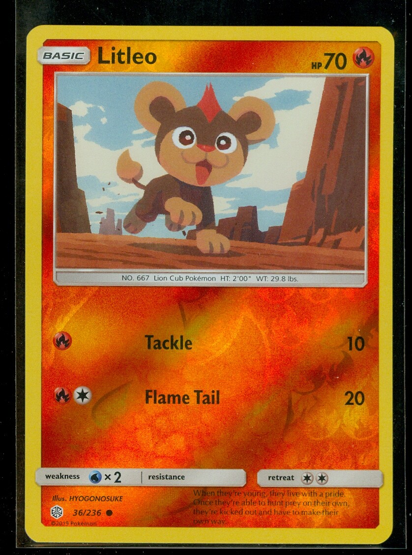 litleo pokemon card value Pokemon LITLEO 36/236 Cosmic Eclipse Rev Holo