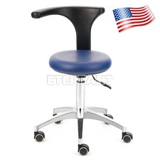 Dental Doctor Assistant Stool PU Leather Mobile Chair Adjustable Height Blue