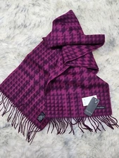  FRAAS 90% WOOL 10% CASHMERE UNISEX OBLONG SCARF WITH FRINGE FUCHSIA/ BURGUNDY