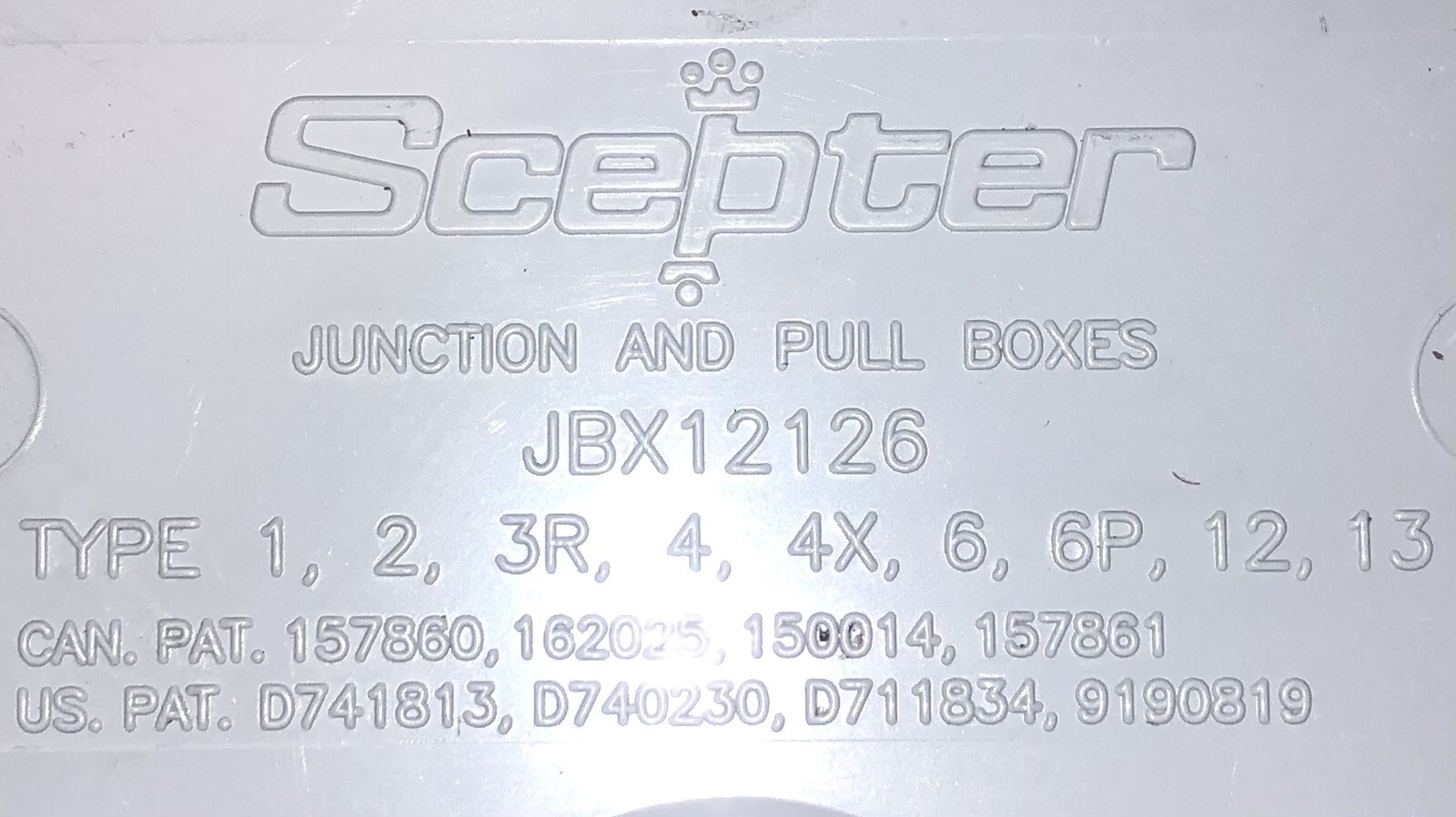 SCEPTER JBX12126 Junction Pull Box PVC 12" x 1 2" x 6" Waterproof