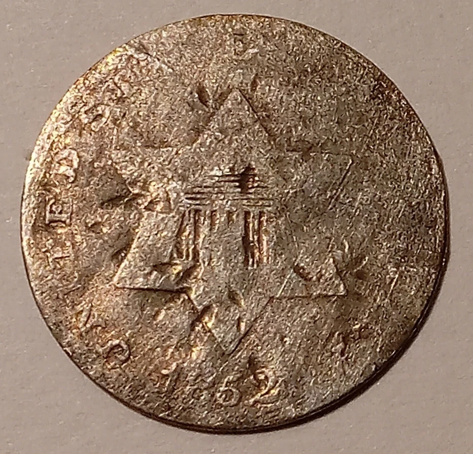 3 Cent Silver 1852 AG Condition - Image 2 of 3