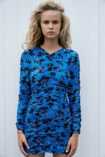 NWT Zara Draped Floral Ruched Mini Dress, Size M 