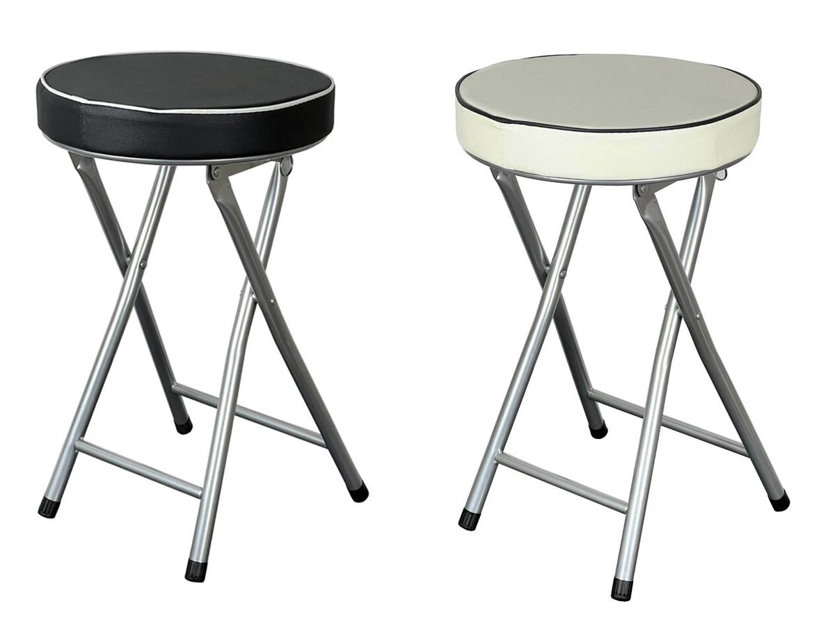 Portable Folding Round Stool with Extra Thick Soft Padded Cushion