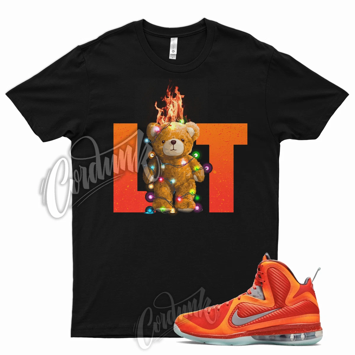 LIT T Shirt for Lebron 9 Total Orange Metallic Silver Team Mango
