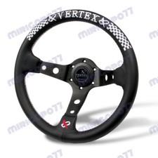White Stitch 330mm Vertex Leather Deep Dish Steering Wheel For Omp Momo Rac White Stitch 330mm Vertex Leather Deep Dish Steering Wheel For Omp Momo Rac