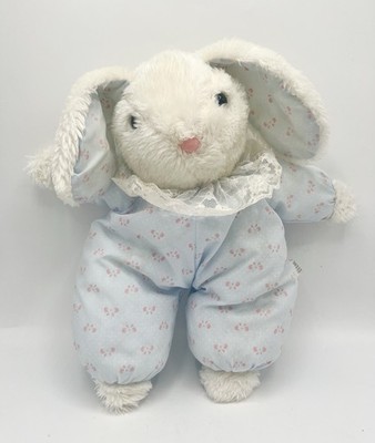 Vintage Woolworths Molliger Hase Kaninchen Plüschtier Stofftier Blau Spitze Kragen Tröster