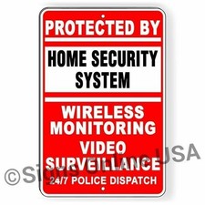 Protected By Home Security System Wireless Video Surveillance Metal Sign Decal