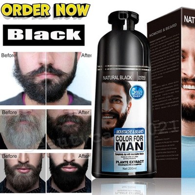 Männer Schwarzes Haarfärbe Shampoo 3-in-1 Black Hair Dye gegen graue Haare 200ml