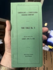 1940 Cumberland & Pennsylvania Railroad Employee’s Time Table Timetable No. 5