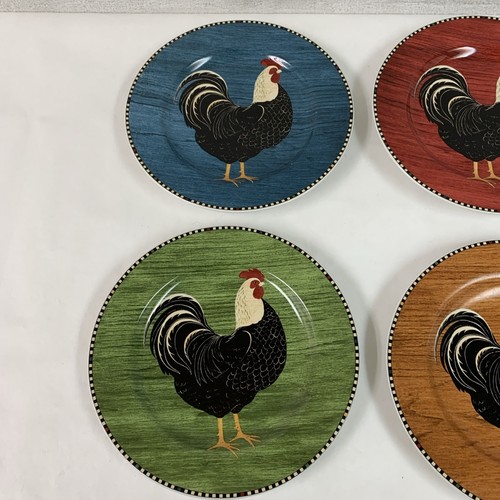 Sakura Warren Kimble Rooster 1999 Salad Plates Farmhouse Folk Art Vintage Set 4 - Picture 2 of 12