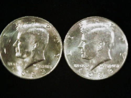 1983-P and D Kennedy Half Dollars (2 coins) AU+. Free Shipping!