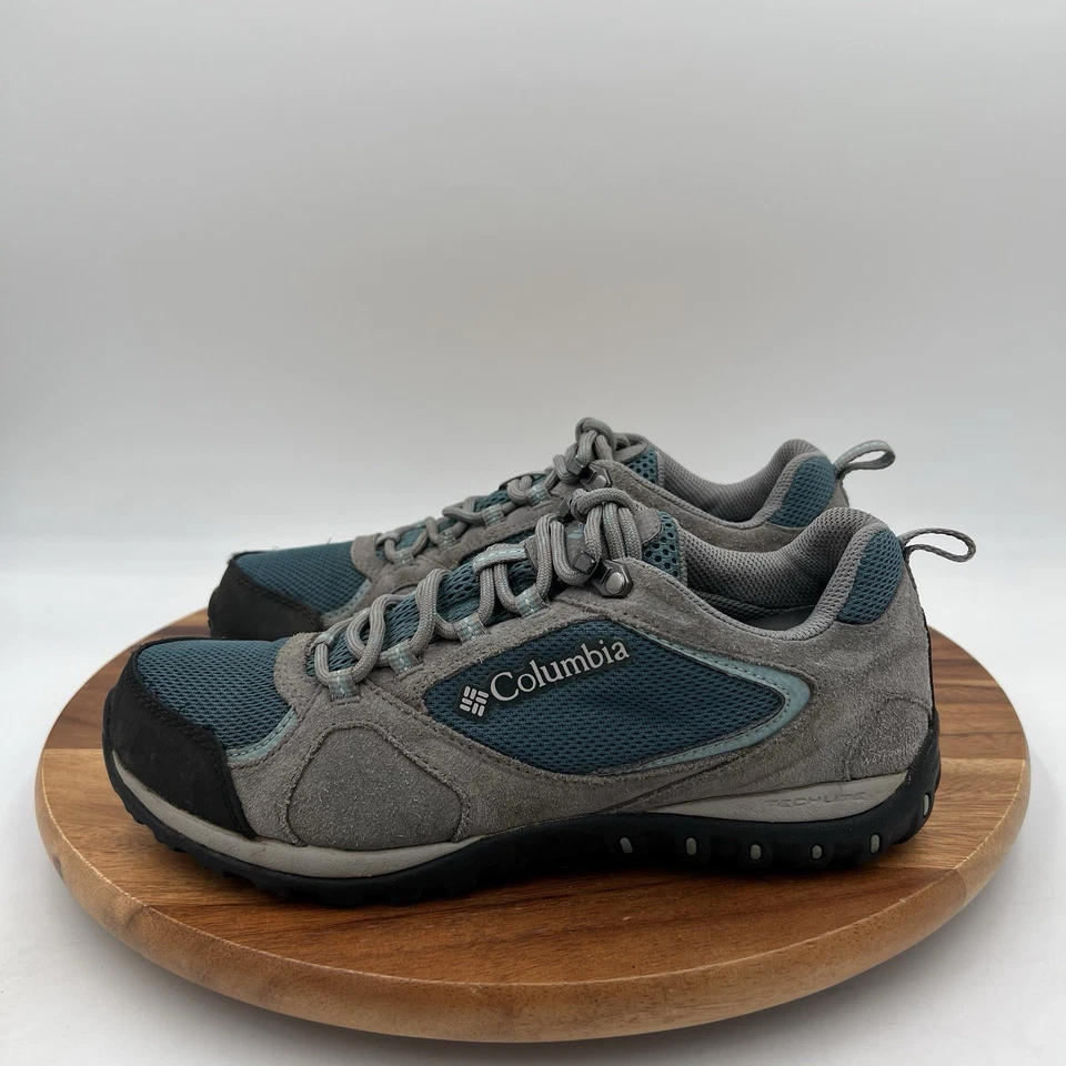 Size 9 Columbia Womens Access Point II Waterproof Gray/teal Hiking Shoes - Image 3 of 4
