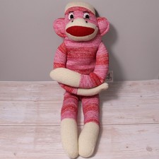 Sock Monkey14" Plush Pink Red Striped 2011