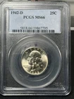 1942 D Washington Quarter PCGS MS66