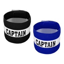 Captain's Armband, 2 Pack Elastic Arm Band for Soccer Team Training, Black Blue