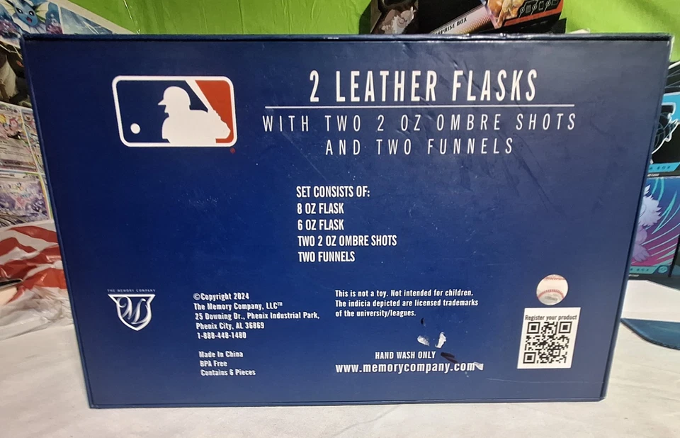 MLB Cleveland Guardians 2 Faux Leather Flasks 2 Ombre Shot Glasses And 2 Funnels - Image 4 of 4