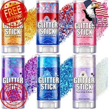 AROIC 6Pcs Body Glitter Stick, Sparkly Mermaid Face Glitter Makeup for Kids ...