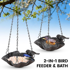 Cast Iron Platform Bird Feeders for Outdoors, 11 inch Large Hanging Bird Feed...