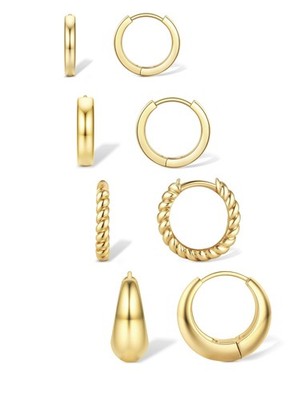 Jstyle Small Gold Hoop Earrings for Women Trendy 14K 8/10mm, Plated 