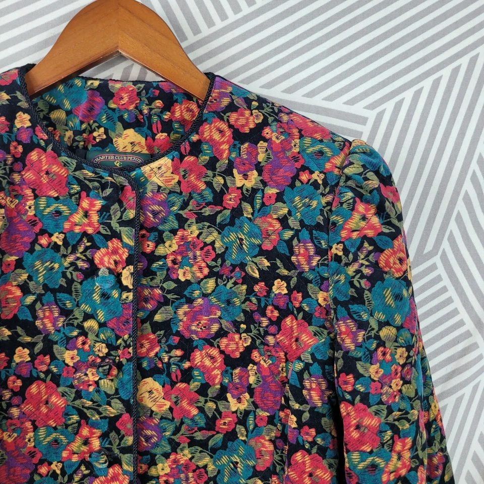 Chaqueta de Pana Vintage Talla 14 Grande Floral Acolchada Alt Cottagecore Royalcore Foto 3 de 4