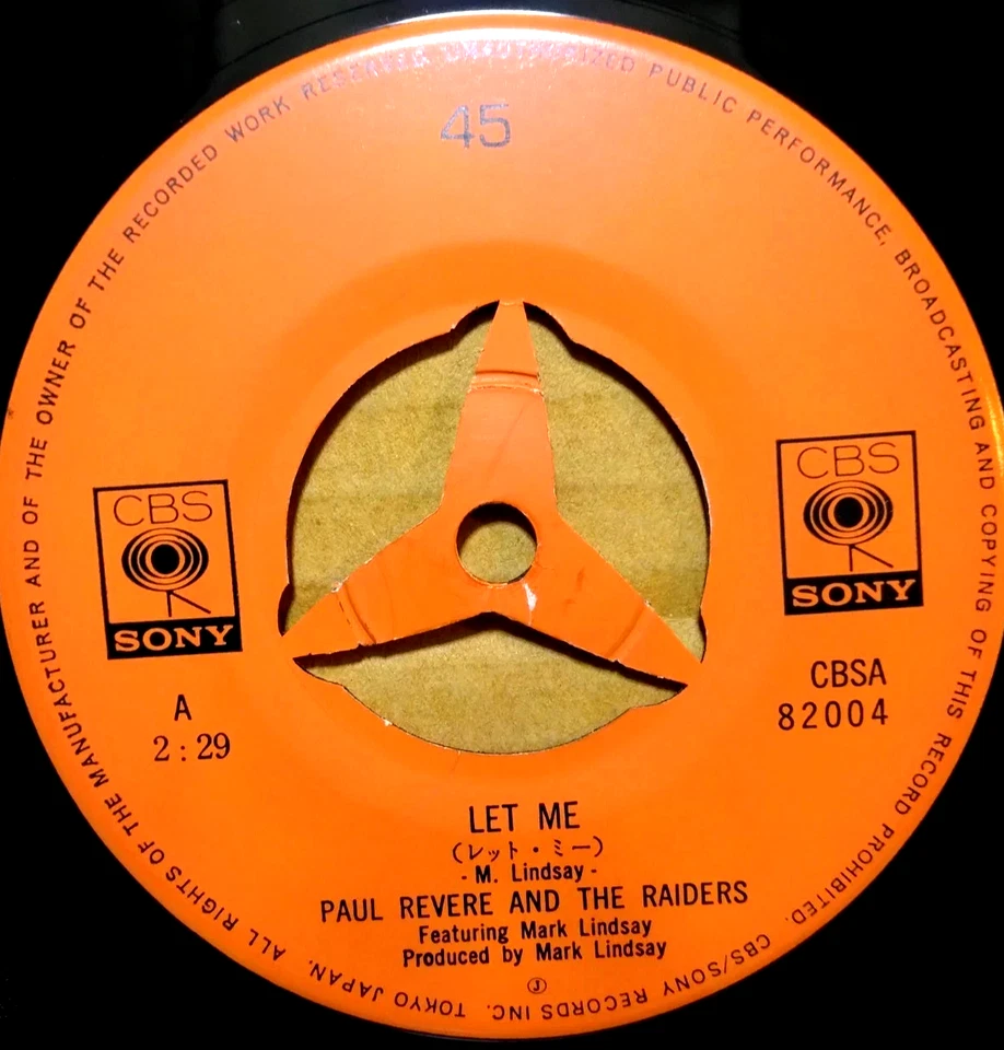 RAIDERS "Let Me/Don't Know" rare 1960's original CBS Japan only 7" w/ps Revere - Image 2 of 4