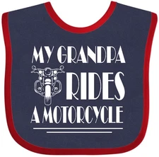 Inktastic My Grandpa Rides A Motorcycle Baby Bib Racing Grandkids Boy Girl Biker