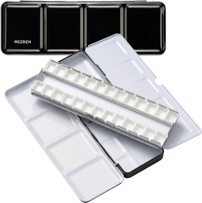 MEEDEN Empty Watercolor Paint Palette: Travel Water Color Palette Tin with 24 Ha