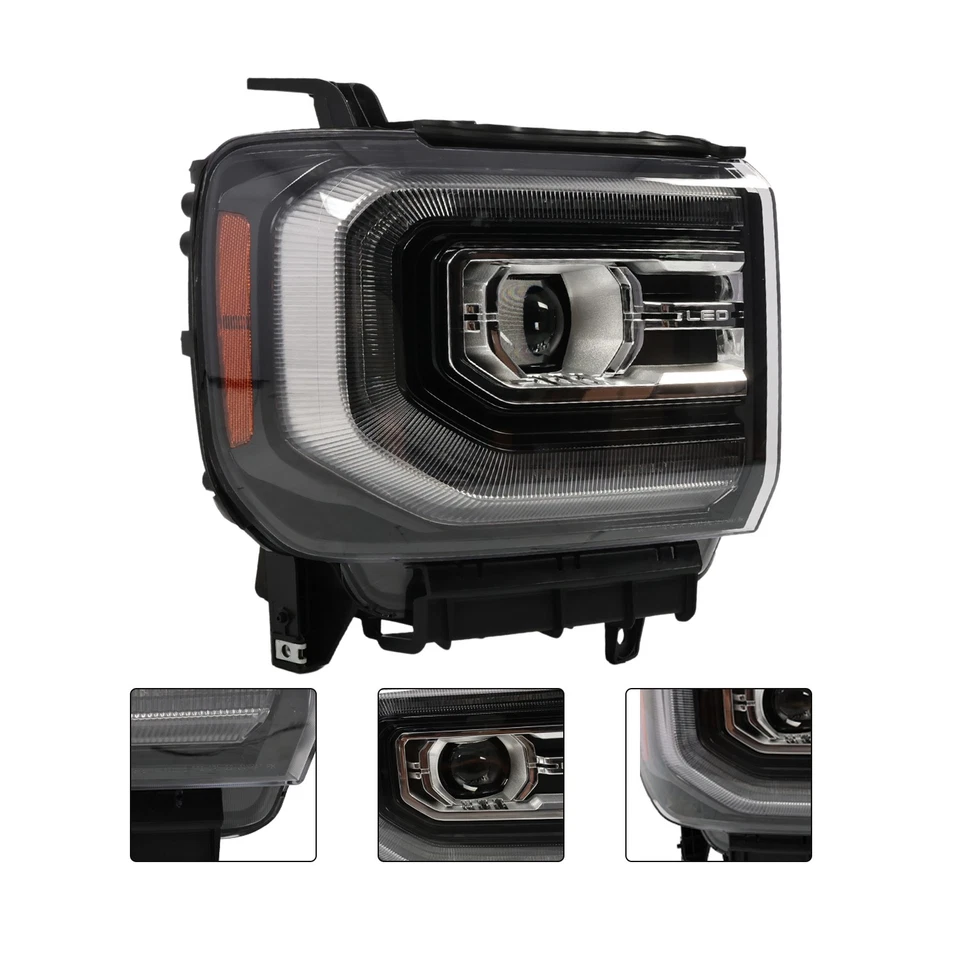 For 2016-2018 GMC Sierra 1500 FULL LED Projector Black Headlight w/DRL Passenger - Изображение 3 из 4