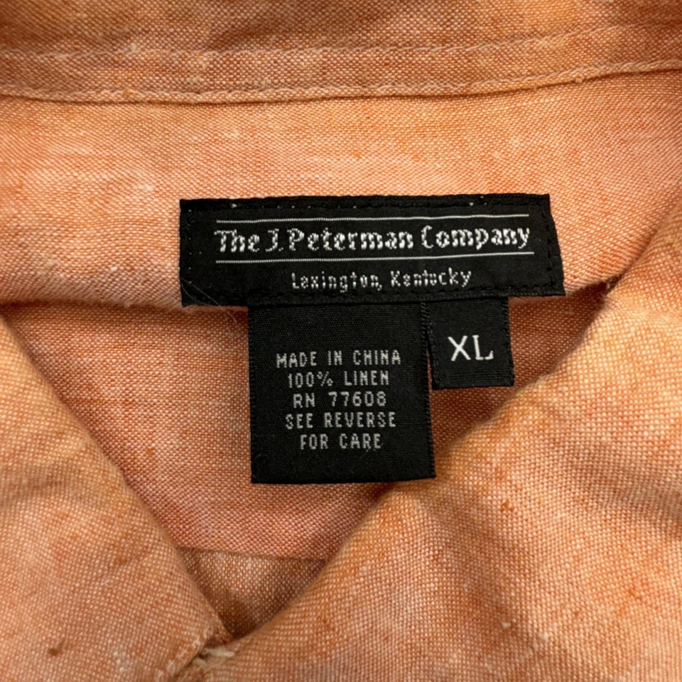J. Peterman Company Shirt Mens XL Orange Pocket Linen Casual Kentucky Resortwear - Image 3 of 4
