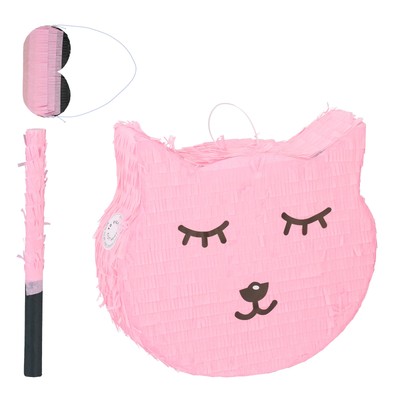 Katzen Pinata Geburtstagspinata Partypinata Kinder-Pinata mit Stab und Maske
