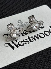 V W Ariella Silver Heart Crystals Earrings