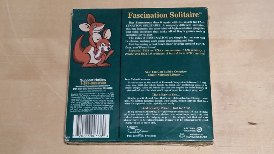 Fascination Solitaire - Personal Companion Software (PC, Floppy, 1992) - Neu/New - Bild 2 von 2