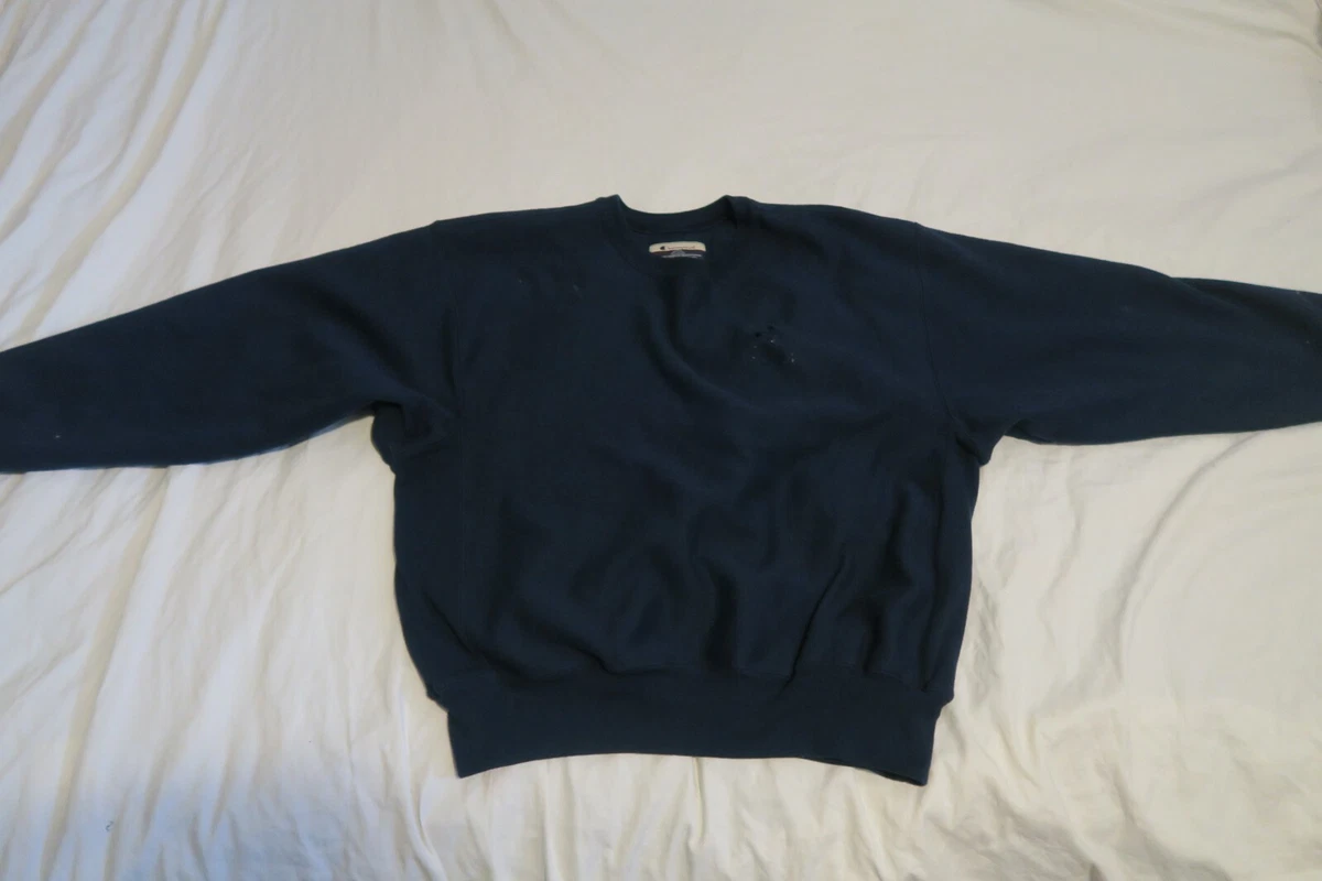 VTG 2000s Champion Premium Reverse Weave Sweatshirt Mens L Navy Blue Y2K  Blank