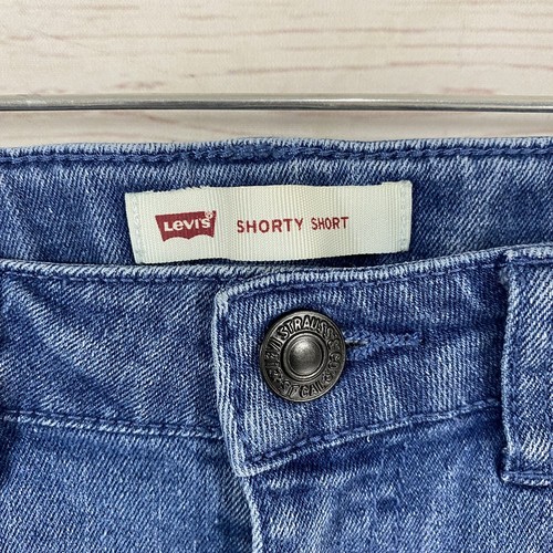 Levi's Girls Embroidered Shorty Shorts Size 12 Blue Stretch Denim 25x3 - Picture 5 of 6