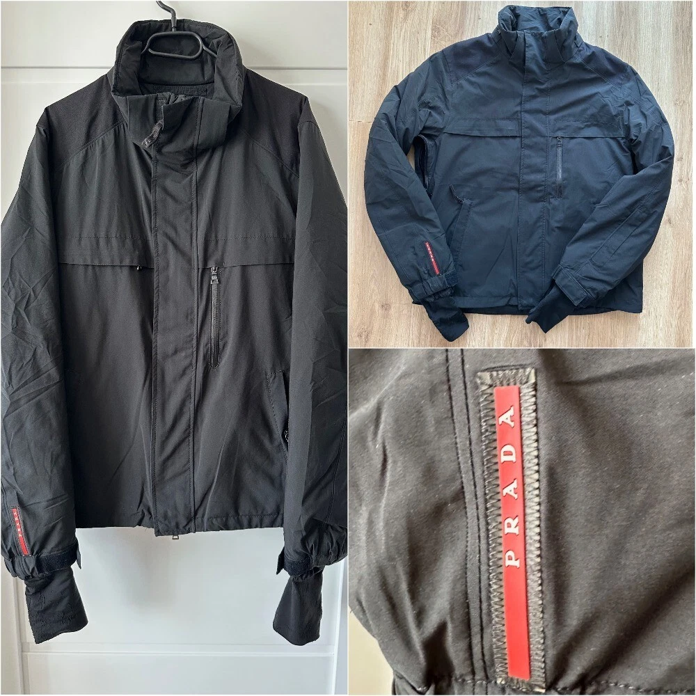 AUTH PRADA Goretex RECCO ski black padded jacket SGV925 red tab